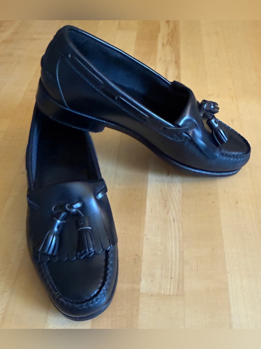 POLO Ralph Lauren Men's Black Leather Tassel Loafer 8D Wide *EUC*
